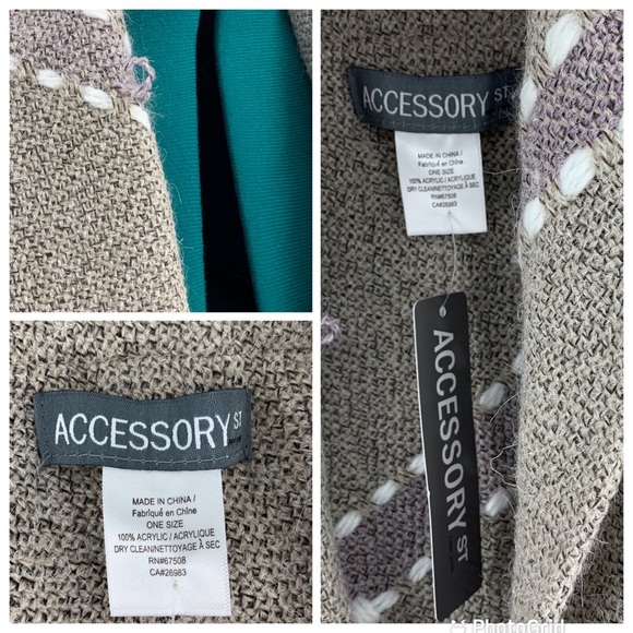 Accessory St New York NWT Shawl Style Knit Fringed Poncho, One Size - Picture 16 of 16